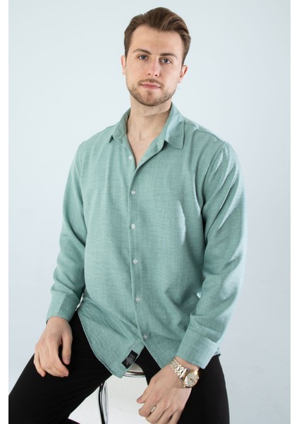 Mevsimlik Keten Dokulu Uzun Kollu Oversize Erkek Geniş Kalıp Gömlek(Ürün Geniş Kesimdir) indirimleri