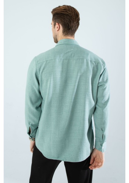 Mevsimlik Keten Dokulu Uzun Kollu Oversize Erkek Geniş Kalıp Gömlek(Ürün Geniş Kesimdir)