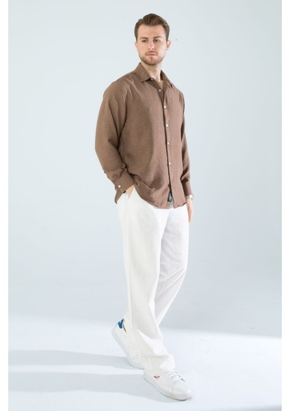 Mevsimlik Keten Dokulu Uzun Kollu Oversize Erkek Geniş Kalıp Gömlek(Ürün Geniş Kesimdir) modelleri