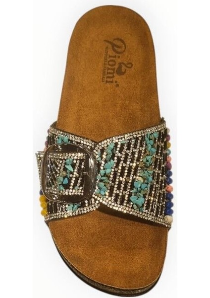 Kadın Tek Bant Tokalı Taş Detaylı Terlik Siyah - 38 modelleri