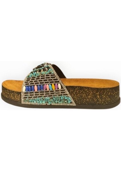 Kadın Tek Bant Tokalı Taş Detaylı Terlik Siyah - 38 fırsatları