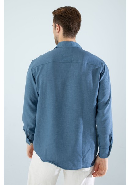 Mevsimlik Keten Dokulu Uzun Kollu Oversize Erkek Geniş Kalıp Gömlek(Ürün Geniş Kesimdir) indirimleri