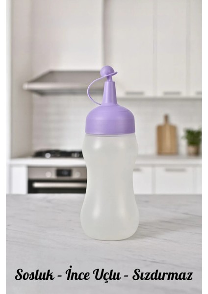 Mor Kapaklı 450 ml Sıkmalı Sosluk Yağdanlık Şişe (Ketçap - Mayonez - Sirke - Soslar Için)