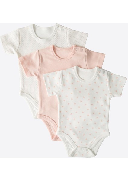 Organik New Dreams 3'li Kısa Kol Body Pembe