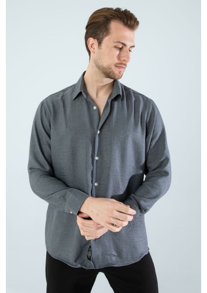 Mevsimlik Keten Dokulu Uzun Kollu Oversize Erkek Geniş Kalıp Gömlek(Ürün Geniş Kesimdir) fırsatları