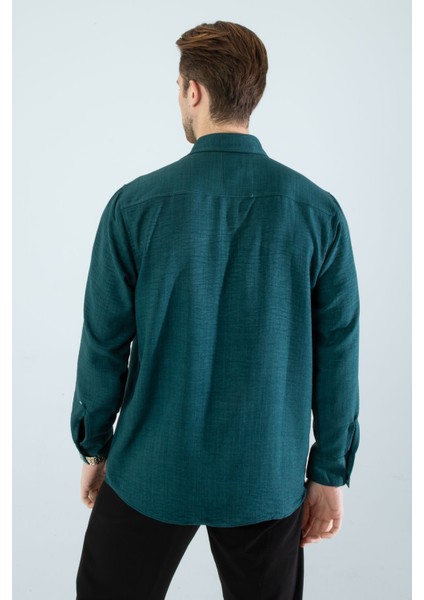 Mevsimlik Keten Dokulu Uzun Kollu Oversize Erkek Geniş Kalıp Gömlek(Ürün Geniş Kesimdir)
