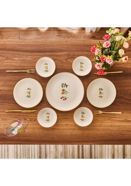 Kitchen 12 Parça Çıtır Çiçekli Seramik Kahvaltı Takımı - Renkli