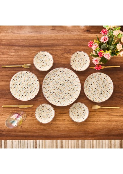 Kitchen Seramik 12 Parça Çiçekli Kahvaltı Takımı - Renkli