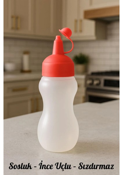 Nar Çiçeği Kapaklı 450 ml Sıkmalı Sosluk Yağdanlık Şişe (Ketçap - Mayonez - Sirke - Soslar Için)