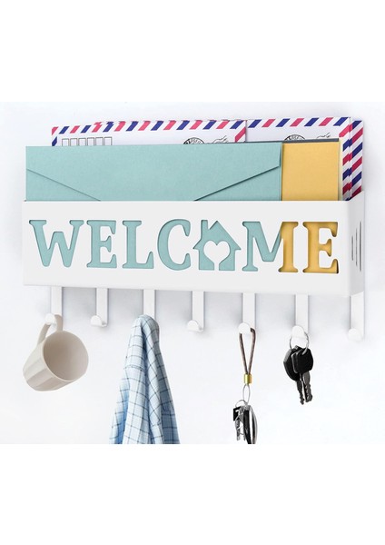 Welcome Temalı Beyaz Raflı Anahtarlık