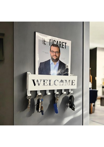 Welcome Temalı Beyaz Raflı Anahtarlık fırsatları