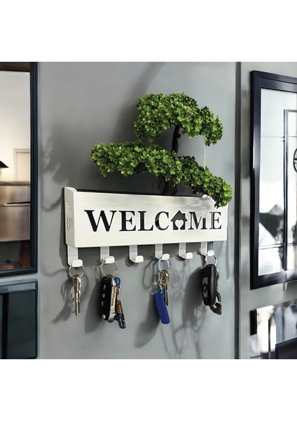 Welcome Temalı Beyaz Raflı Anahtarlık indirimleri
