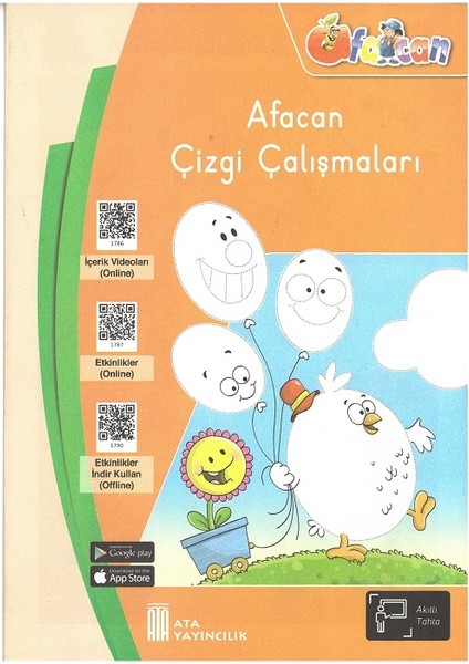 Ata Okul Öncesi Erken Okur Yazarlık+ Afacan Çizgi Çalışmaları+ Kılavuz Çizgili Yazı Defteri modelleri