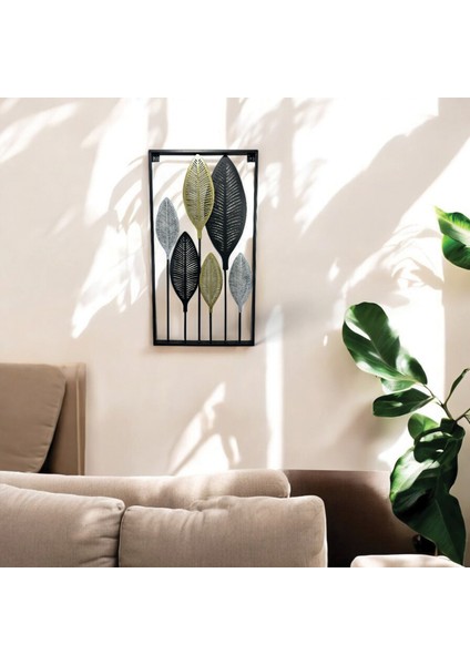 Dekoratif Metal Yaprak Temalı Tablo Gold Gümüş Siyah Renk indirimleri