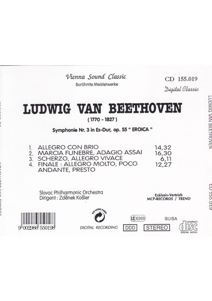Dikkat CD Beethoven* - Slovak Philharmonic Orchestra, Zdenek Kosler* – Symphonie Nr. 3 In Es-Dur, Op. 55 'eroica' fiyatları