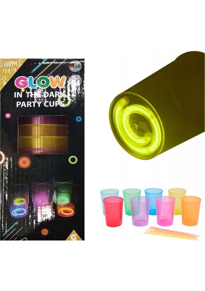 Karanlıkta Yanan Mega Glow Bardaklar 8 Adet modelleri