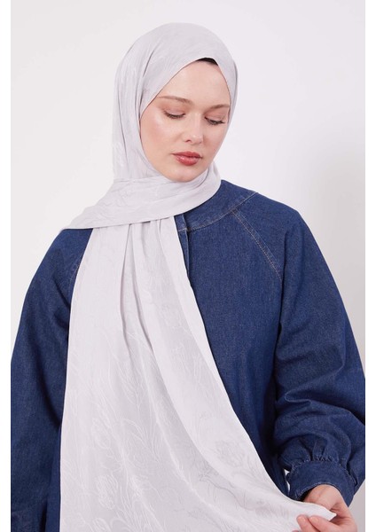 Gümüş Soyut Lale Desen Jakar Capri Şal fiyatları