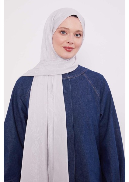 Gümüş Soyut Lale Desen Jakar Capri Şal modelleri