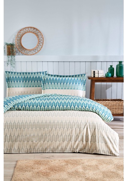 Flame Stıtch Mavi Pamuk Tek Kişilik Nevresim Takımı