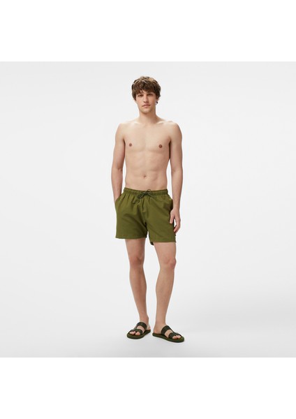 Erkek Yeşil Regular Fit Deniz Şortu
