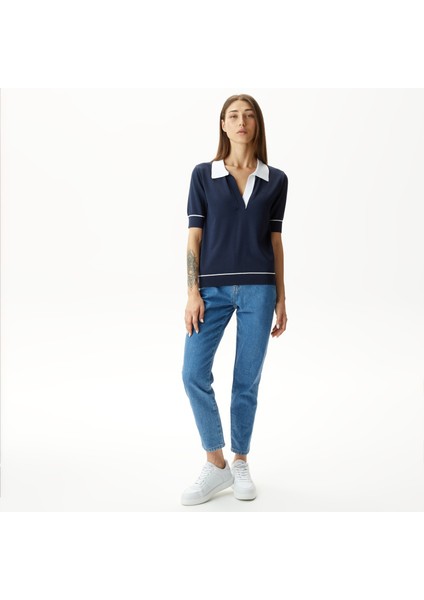 Kadın Lacivert Relaxed Fit Kısa Kollu Triko modelleri