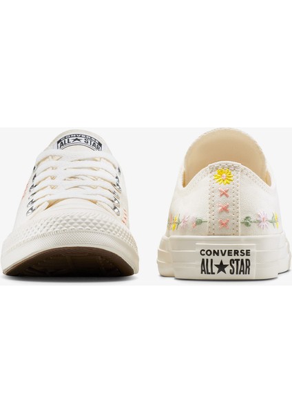 Chuck Taylor Embroidered Flowers Unisex Krem Sneaker modelleri