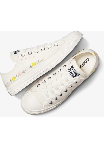 Chuck Taylor Embroidered Flowers Unisex Krem Sneaker