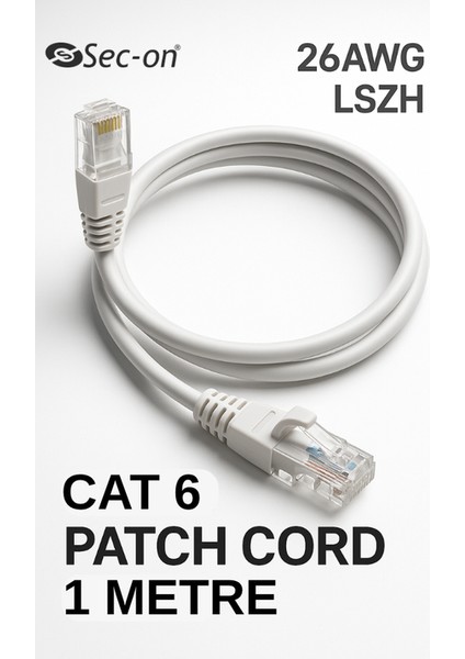 CAT6 F/UTP Patch Kablo 1 Metre – Folyo Ekranlı Data ve Ağ Bağlantı Kablosu 26AWG