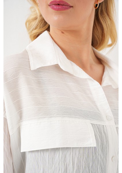Kadın Cep Detaylı Kısa Kol Gömlek 20317 - Beyaz indirimleri