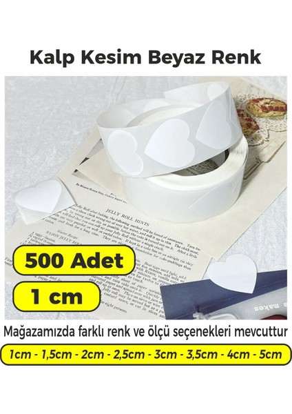 Beyaz Renk Kalp Kesim Çok Amaçlı Etiket 1cm 500 Adet