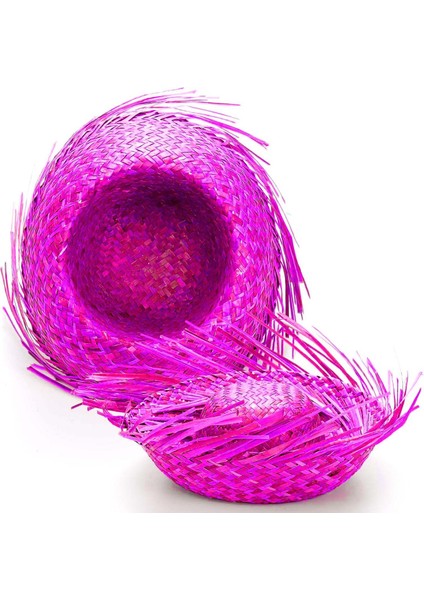 Tropikal Parti Fuşya Hasır Hawaii Şapkası modelleri