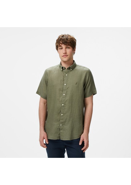 Erkek Haki Classic Fit Gömlek