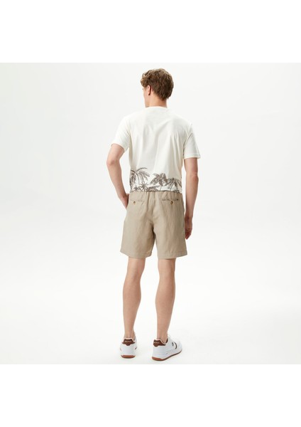 Erkek Bej Classic Fit Keten Bermuda fiyatları