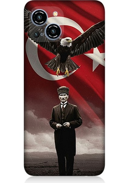 Reeder S23 Pro Max Uyumlu Kartal Bayrak ve Mustafa Kemal Atatürk Desenli Silikon Kılıf