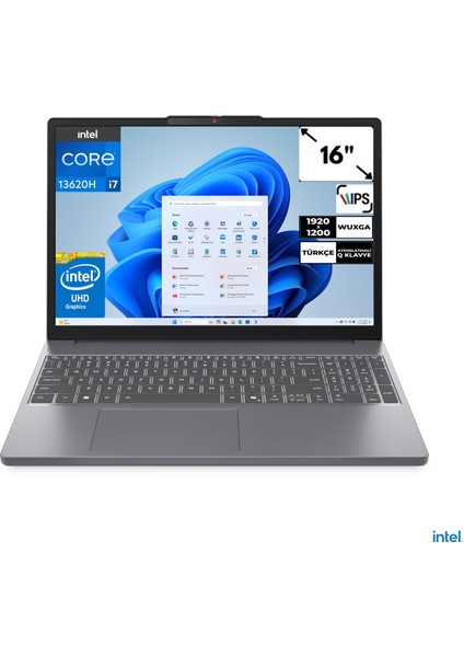 Ideapad Slim 3 16IRH10 I7-13620H 24 GB 512 GB SSD Windows 11 Pro UHD Graphics 16" Wuxga Taşınabilir Bilgisayar 83K2001WTRCB2