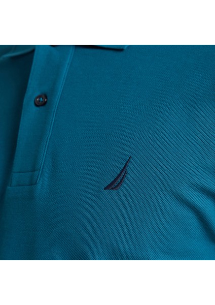 Erkek Mavi Classic Fit Kısa Kollu Polo