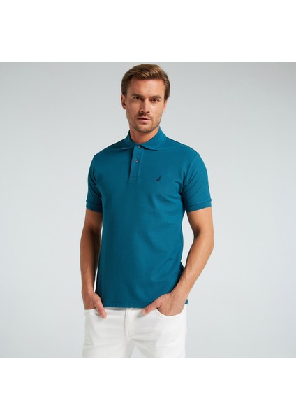 Erkek Mavi Classic Fit Kısa Kollu Polo