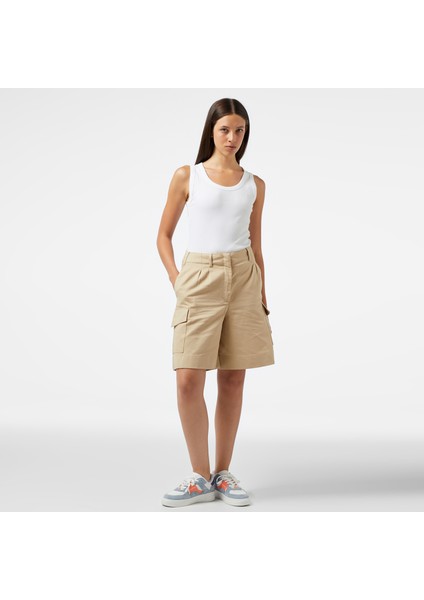 Kadın Bej Relaxed Fit Şort