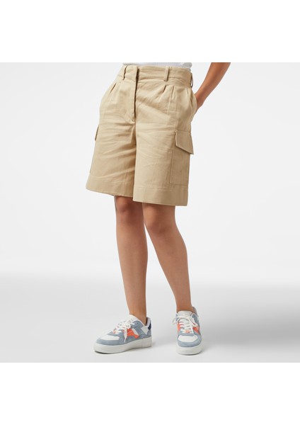 Kadın Bej Relaxed Fit Şort