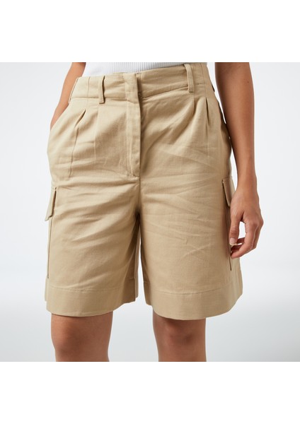 Kadın Bej Relaxed Fit Şort