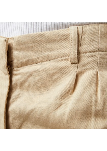 Kadın Bej Relaxed Fit Şort