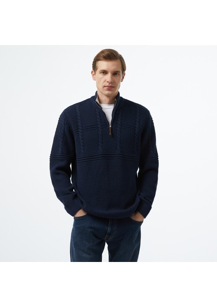 Erkek Lacivert Regular Fit Kazak