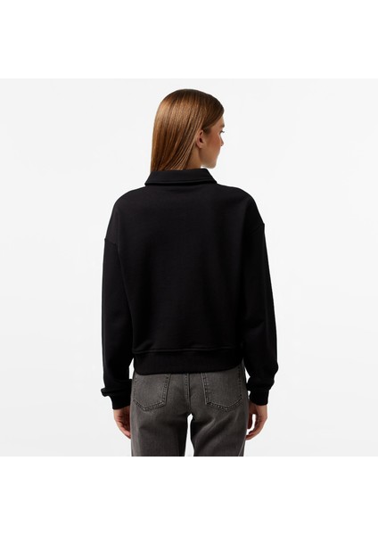Kadın Siyah Oversize Uzun Kollu Polo