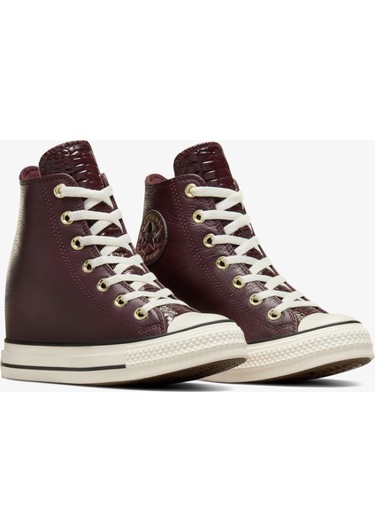 Chuck Taylor All Star Wedge Kadın Bordo Deri Platform Sneaker fiyatları