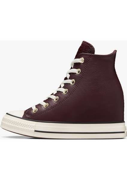 Chuck Taylor All Star Wedge Kadın Bordo Deri Platform Sneaker indirimleri