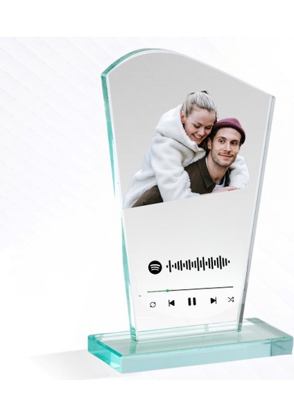 Kişiye Özel Fotoğraflı ve Spotify Tasarımlı Kristal Plaket