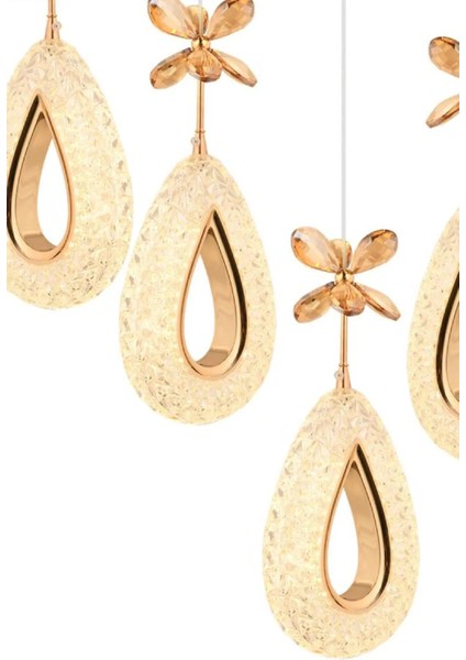 Istanbul Avize Hera Gold 5'li Yemek Masası Kumandalı 3 Renk Ledli Modern LED Avize indirimleri