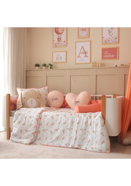 Rabbit %100 Pamuk Müslin Montessori Uyku Seti – Kalpli ve Tavşanlı Yastıklarla - Bebek ve Çocuk Odası Için