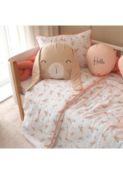 Rabbit %100 Pamuk Müslin Montessori Uyku Seti – Kalpli ve Tavşanlı Yastıklarla - Bebek ve Çocuk Odası Için