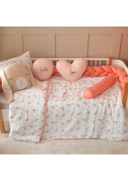 Rabbit %100 Pamuk Müslin Montessori Uyku Seti – Kalpli ve Tavşanlı Yastıklarla - Bebek ve Çocuk Odası Için